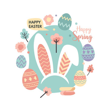 Easter Bunny Ears and Eggs Decoration.