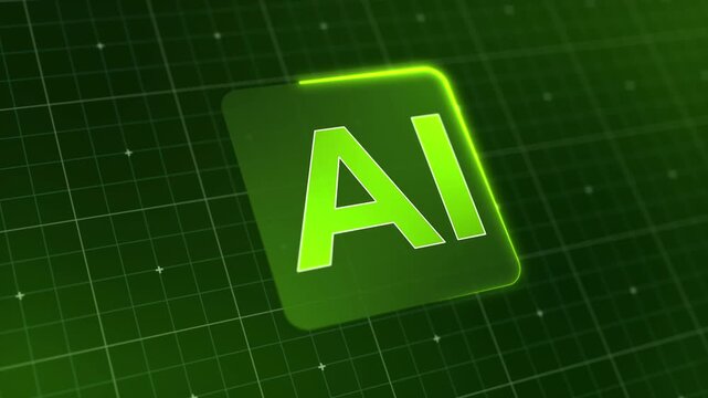 Video animation of a modern AI design icon with a glowing effect. Futuristic user interface in action, artificial intelligence system, advanced AI technology.