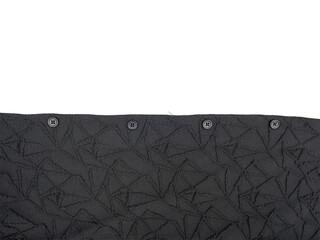 Fototapeta premium Dark textured fabric upholstery with subtle geometric pattern and four buttons along the top edge, isolated on Transparent background with copy space.
