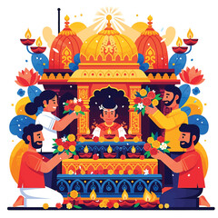 Fototapeta premium Hindu priest performing sacred ritual ceremony.
