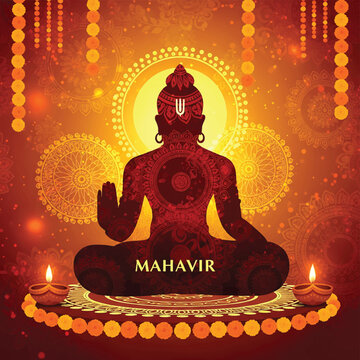 Mahavir Jain Tirthankar Meditation Statue.