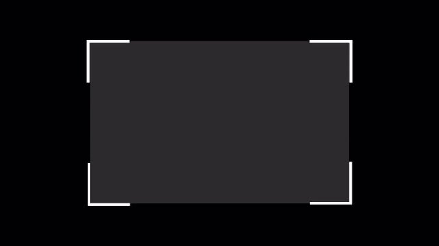 Minimal Focus Frame Loop Animation. Camera Viewfinder Rectangle with Clean White Corners on Dark Background