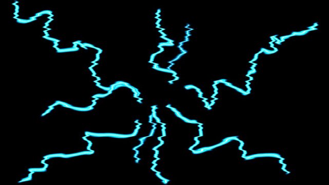 Electric lightning animation with blue energy streaks and glowing thunder effect for cinematic motion graphics overlay
