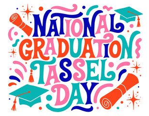 Fototapeta premium NATIONAL GRADUATION TASSEL DAY vector illustration isolated on white background