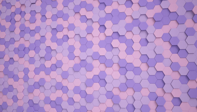 Illustation of purple color hexagons - abstract background - wallpaper.