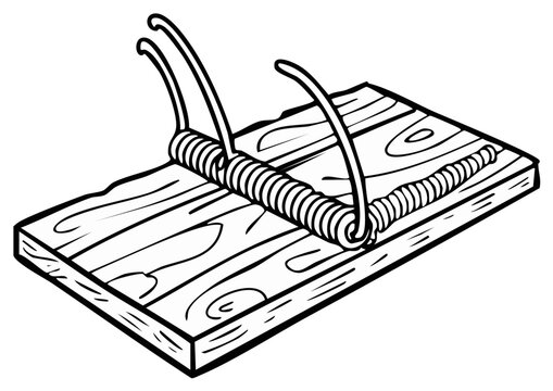 Simple wooden mousetrap with coiled spring mechanism for pest control