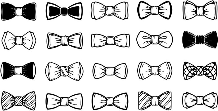 Black and White Line Art Bow Tie Collection