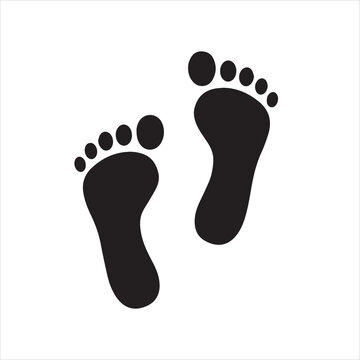Two footprint  foot print flat icon for apps and websites on white background or silhouette vector 