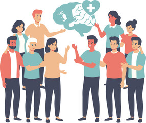 Fototapeta premium Mental Health Support Group Community Awareness Vector Illustration