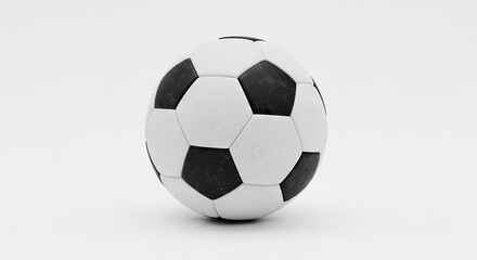 Fototapeta premium Black and white soccer ball isolated on a white background simple graphic