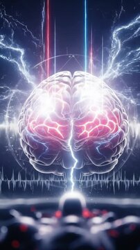 Brain activity with electrical impulses and brainwave patterns visualizing neurological function and epilepsy concepts