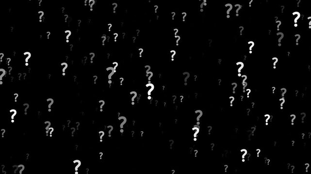 Question mark animation with blink question marks on transparent background. who, why, where, how, what Full Hd. 4K