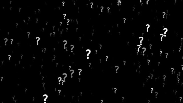Question mark animation with blink question marks on transparent background. who, why, where, how, what Full Hd. 4K