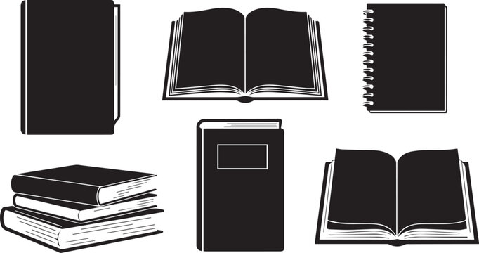Vintage books collection a black and white illustration of literary works