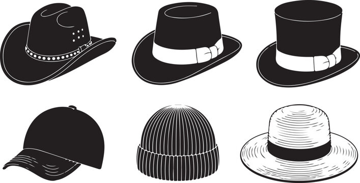 Beanie and sun hat with ribbing and brim lines