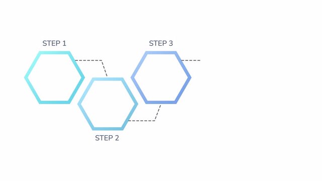 Business plan infographic 5 steps template animation. Business plan infographic with a fivestep flowchart in hexagons, great for illustrating strategies. Ideal for business presentations and marketing