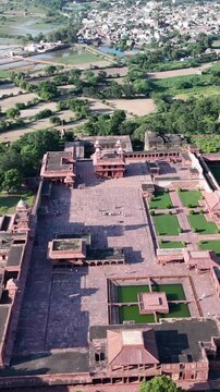 Vertical Aerial View of Jodha Bai Palace in Fatehpur Sikri India