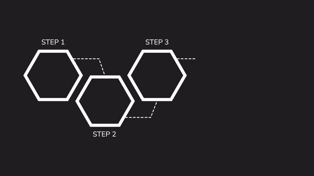 Business plan infographic 5 steps template animation. Business plan infographic with a fivestep flowchart in hexagons, great for illustrating strategies. Ideal for business presentations and marketing