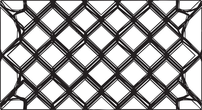 Intricate diamond pattern formed by intersecting black lines on white