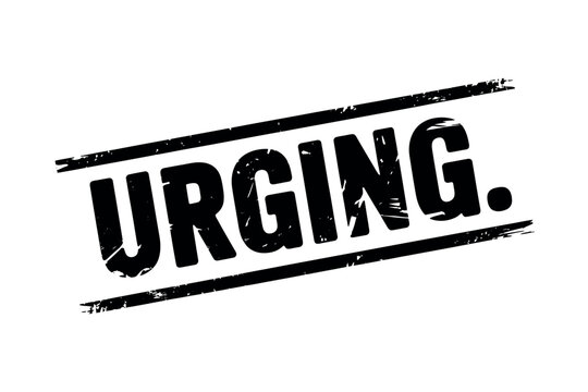 A black stamp with the word URGING on a white background