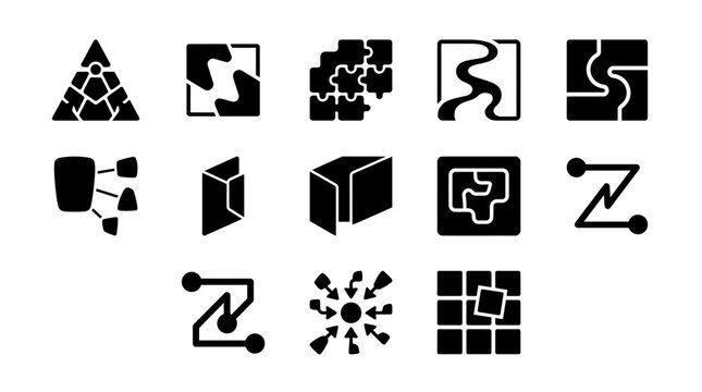 Colorful Puzzle Piece Icons Set for Creative Game and Brain Teaser Designs