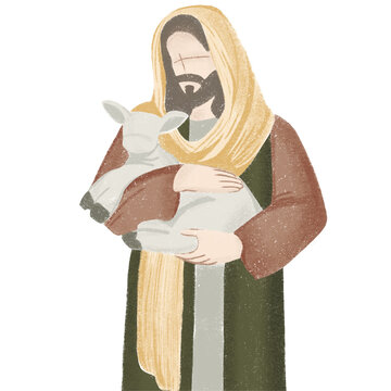 Jesus holding a lamb
