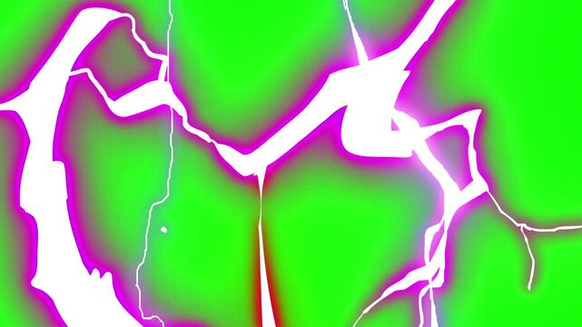 Electric lightning strike transition on green screen energy flash reveal animation