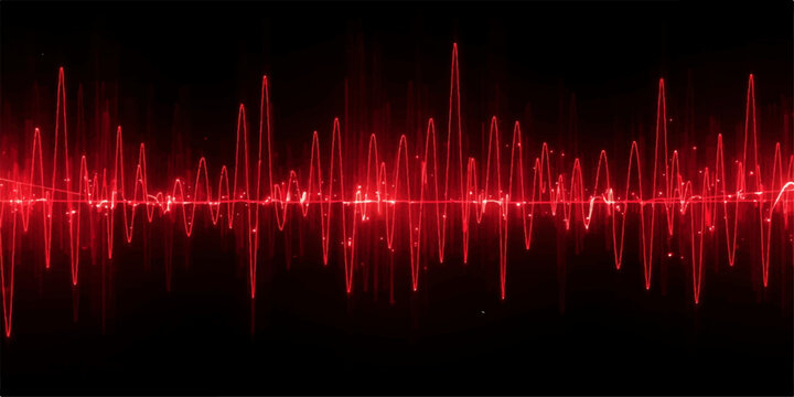 Modern technology abstract vector illustration of a digital music audio wave frequency or medical heartbeat pulse ekg line design for a recording volume equalizer background