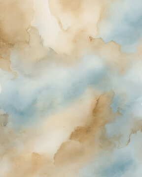 Watercolor wash muted blue beige calm creates an ethereal soft cloudlike texture across a pale canvas inviting serenity