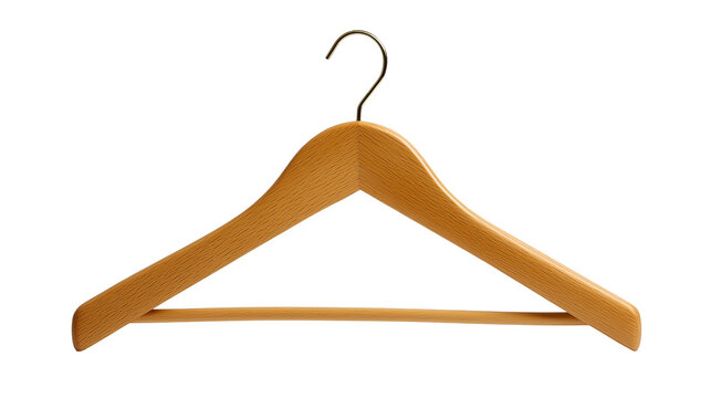 Wooden Clothes Hanger Isolated on Transparent Background