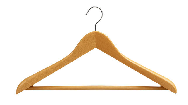 Wooden Clothes Hanger Isolated on Transparent Background