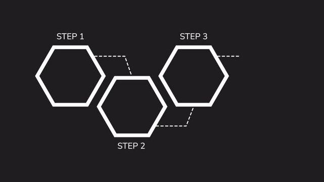 Business plan infographic 4 steps template animation. Business plan infographic for mapping business strategies in blue hexagons. suitable for presentations, reports, business websites, and marketing.