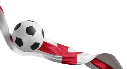 Obraz premium Soccer ball with waving england flag on transparent background with copy space world football event concept 3D render