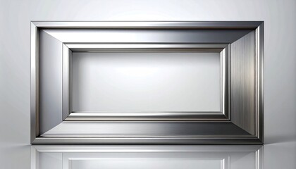 Fototapeta premium Empty Silver Picture Frame with Reflective Surface.