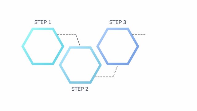 Business plan infographic 4 steps template animation. Business plan infographic for mapping business strategies in blue hexagons. suitable for presentations, reports, business websites, and marketing.