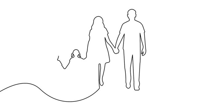 Mother's day icon with family continuous one line drawing animation