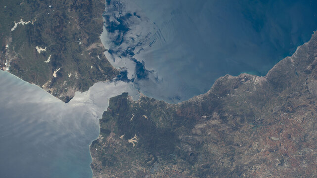 Satellite high-res view of the Strait of Gibraltar.