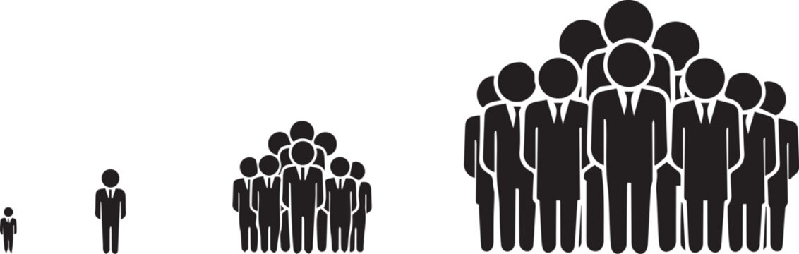 Growing crowd of people illustrating scale and increasing numbers