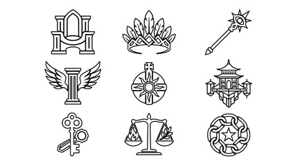 Obraz premium Vector Icon Set of Mystical and Symbolic Objects for Spiritual and Cultural Design