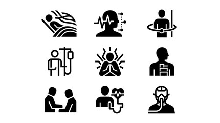 Obraz premium Vector Icon Set of Medical and Healthcare Symbols for Digital Info Graphics