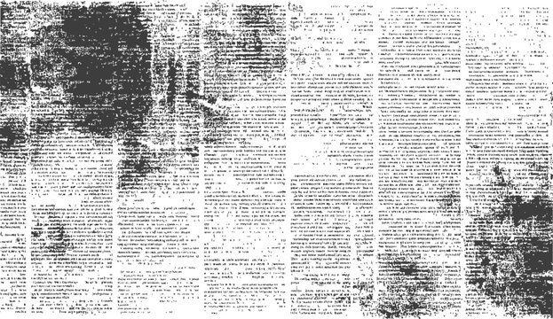 Distressed Vintage Newspaper Texture Background Monochromatic Vector Graphic