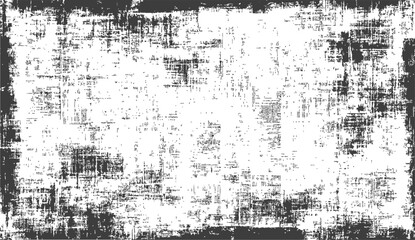 Obraz premium Black and White Distressed Grunge Texture Vector with Gritty Aged Effect and Scratched Border for Vintage Background