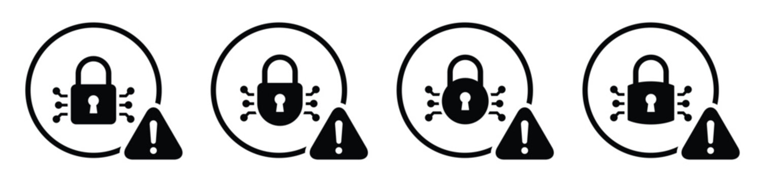 Encrypted data lock warning icon illustration