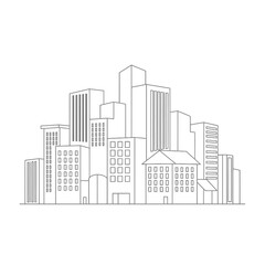 Obraz premium Modern City Skyline Outline, Abstract Buildings, Urban Landscape, Minimalist Design