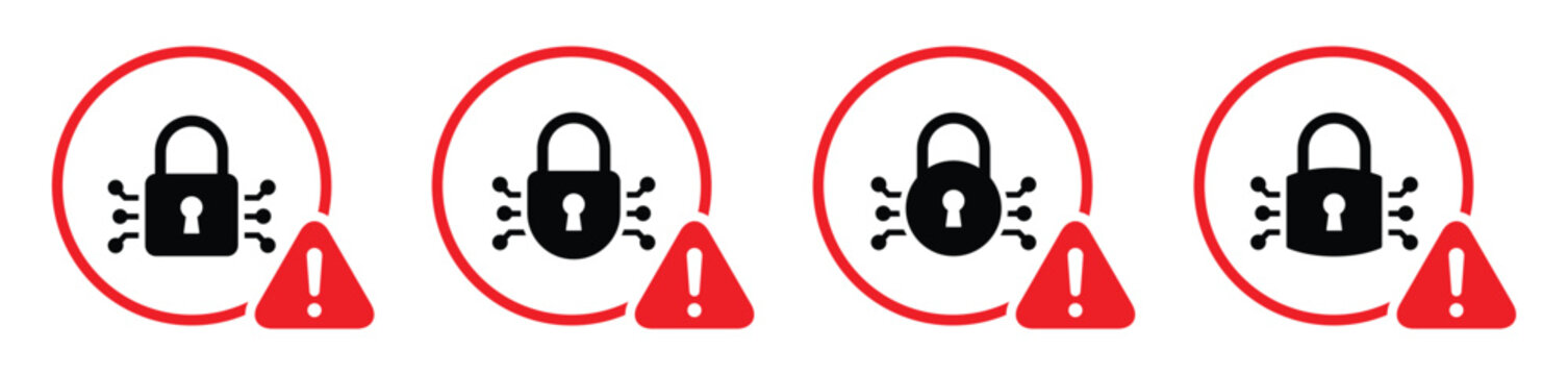 Encrypted data lock warning icon illustration