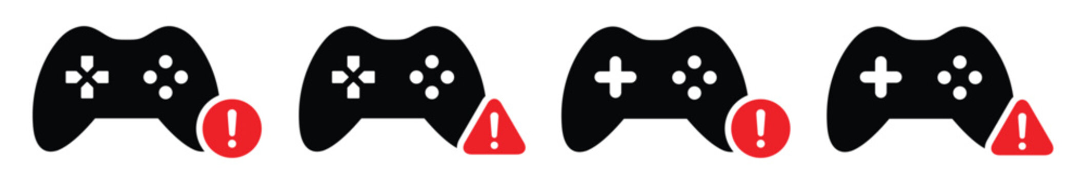 Joystick warning icon. Game console error set icon, vector illustration