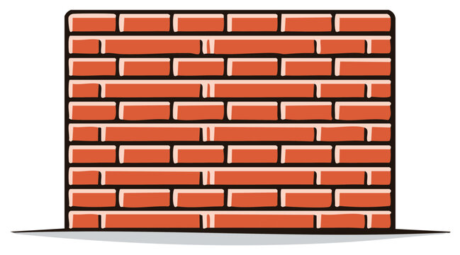 Cartoon illustration of a brick wall, building exterior, isolated design