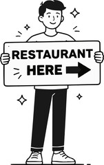 Fototapeta premium man with resturant board vector design 