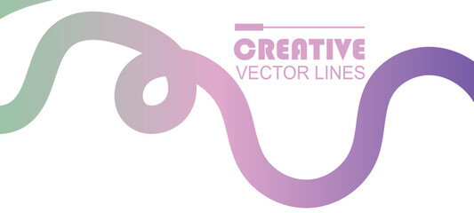 Fototapeta premium Bright color gradient curved thick flowing lines. White background. 