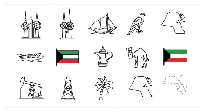 Kuwait Icons: Landmarks, Culture, Nature, and Symbols Collection
